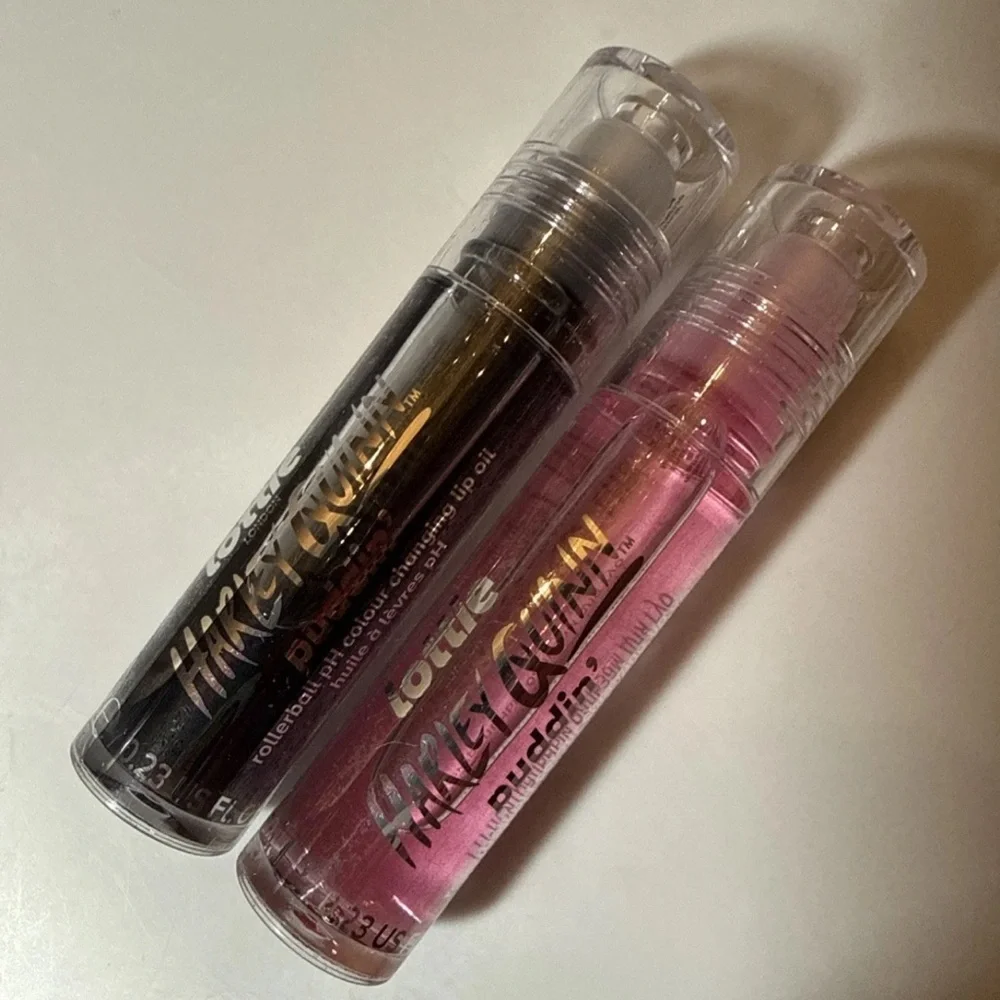Lottie London Harley Quinn PH Lip Oil Set (2) Color-Changing Pink & Black Gloss